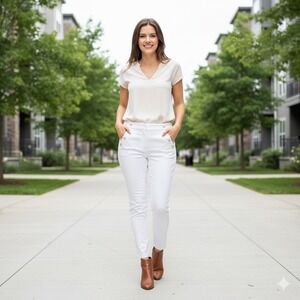 LOFT The Sutton Skinny Sailor Button Pants White‎ - Size 12